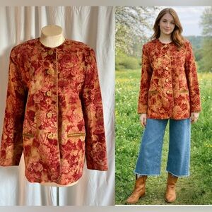 VINTAGE 70s/80s Hand Tailored Oversized Floral Corduroy Jacket - EU44